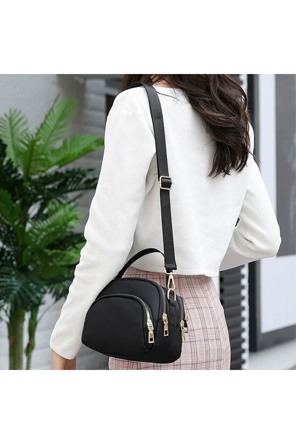 Body Bag Women Nylon, Ladies Purse Mini 3 Layer Zipper Shoulder Wallet Bag