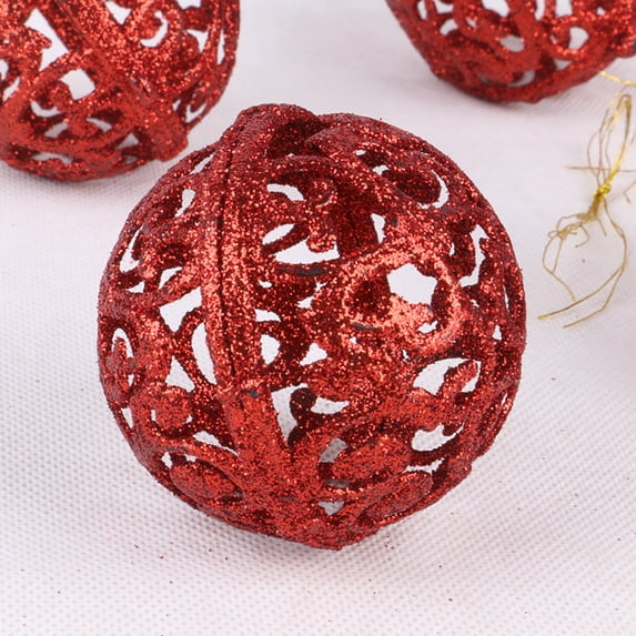 dajkiuy Christmas Ball Ornaments Set-2.36" Large Shatterproof Clear Glitter Pastic Christmas Ball Ornaments Xmas Tree Decoration Delicate Hanging Ornament(6 Pcs,Red)