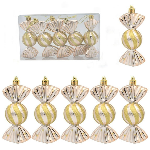 dajkiuy Christmas Decoration Gift Box Plating Candy Props Christmas Tree Pendants Display Window Counter Decoration Color Candy 5 Pcs