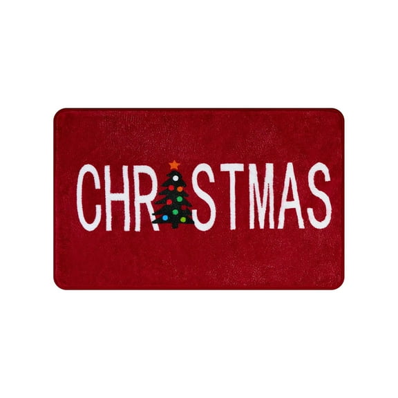 dajkiuy Christmas Front Door Mat Xmas Decorative Welcome Doormat Washable Floor Mats Outdoor Indoor Non-Skid Doormat Entry Doormat for Bedroom Living Room Kitchen Nursery, 16*24" Red
