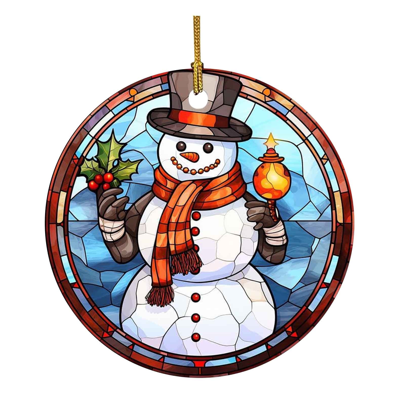 dajkiuy Clearance Christmas Snowman Stained Acrylic Window Hanging ...