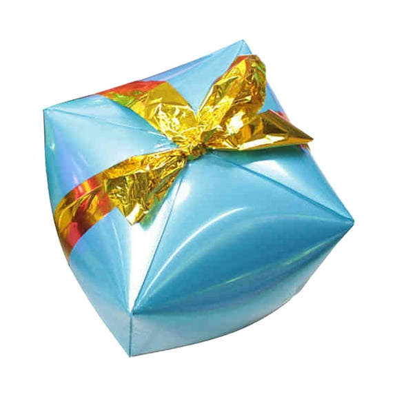 dajkiuy Christmas Square Shaped Foil Balloons Gift Box Cube Aluminum Foil Balloon for Happy Xmas Birthday Party Decoration, 18 Inch(Blue)