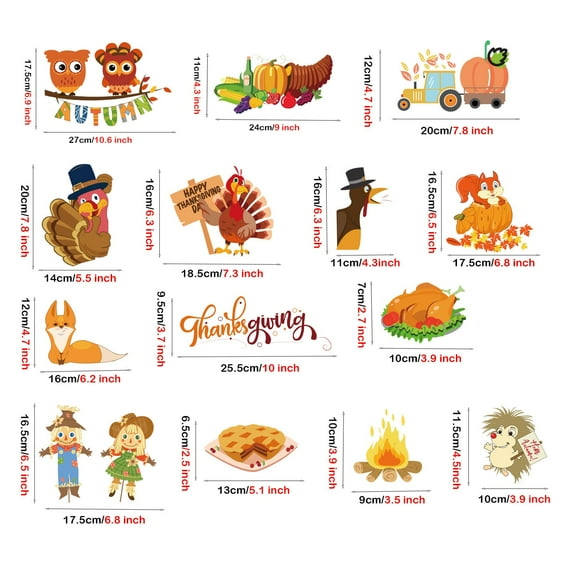 dajkiuy Clearance Fall Window Clings, 9 Sheet Autumn Window Clings for Glass Autumn Window Stickers Thanksgiving Clings for Windows Autumn Clings for Windows Fall Window Stickers Thanksgiving