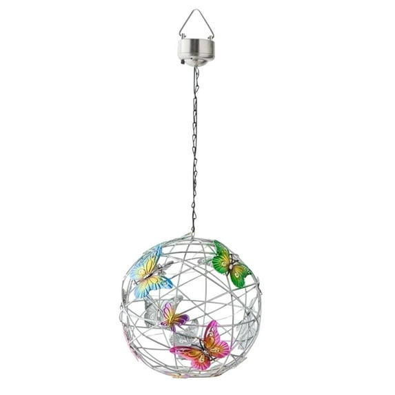 dajkiuy Garden Hanging Solar Light Round Ball Light with Butterfly with Waterproof Weaving Lamp Garden Decoration Decorative Nightlight