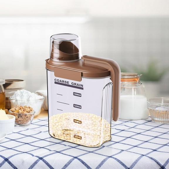 dajkiuy Kitchen Storage Transparent Grain jar Plastic Storage Box Storage jar Rice Bucket Grain Grain Sealed jar Transparent (Coffee Seal)