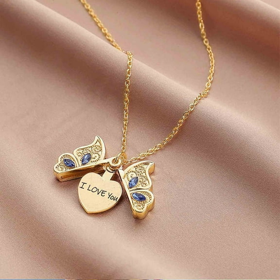 dajkiuy Mother's Love Micro Inlaid Pendant Heart Shaped Two-tone Necklace Fashion Jewelr