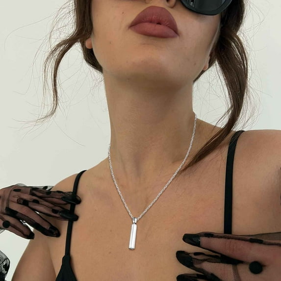 dajkiuy Wishing Pillar Pendant Necklace Black Pillar Necklace Couple Jewelry New Product Accessories