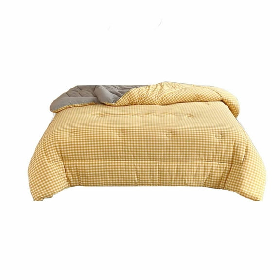 dajkiuy Comforters Queen Size，Cotton Quilt Queen Size, Soft Bedspread with Buffalo Grid Quilt, Full Vintage Farmhouse Quilt Coverlet Bedding for All Season (59" x 78",Yellow)