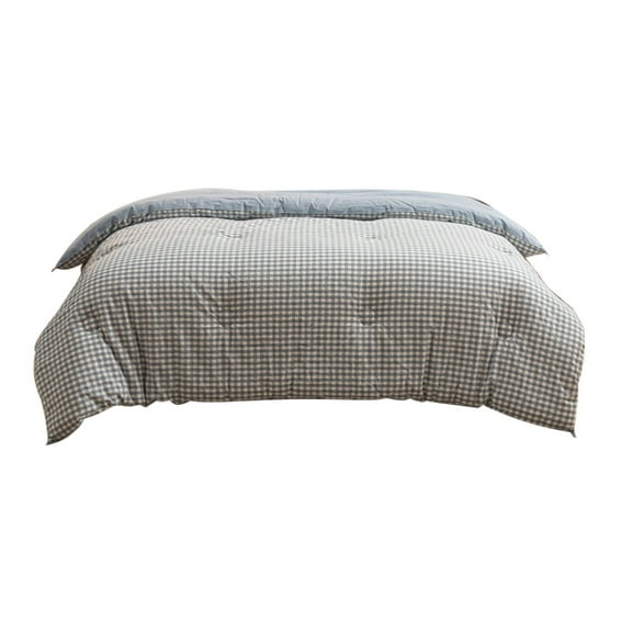 dajkiuy Comforters Queen Sizeļ¼Cotton Quilt Queen Size, Soft Bedspread with Buffalo Grid Quilt, Full Vintage Farmhouse Quilt Coverlet Bedding for All Season (59" x 78",Blue)