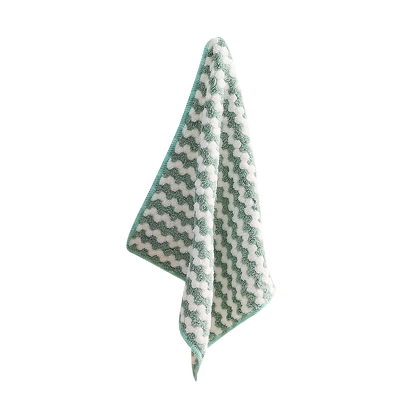 dajkiuy Coral Fleece Striped Rag Cleaning Dish Cloth, Kitchen Household ...