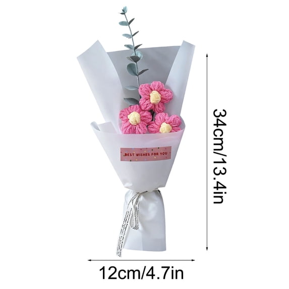dajkiuy Crochet Flowers Bouquet, Handmade Knitted Artificial Crochet Flower Gifts for Mother Wife on Birthday Anniversary