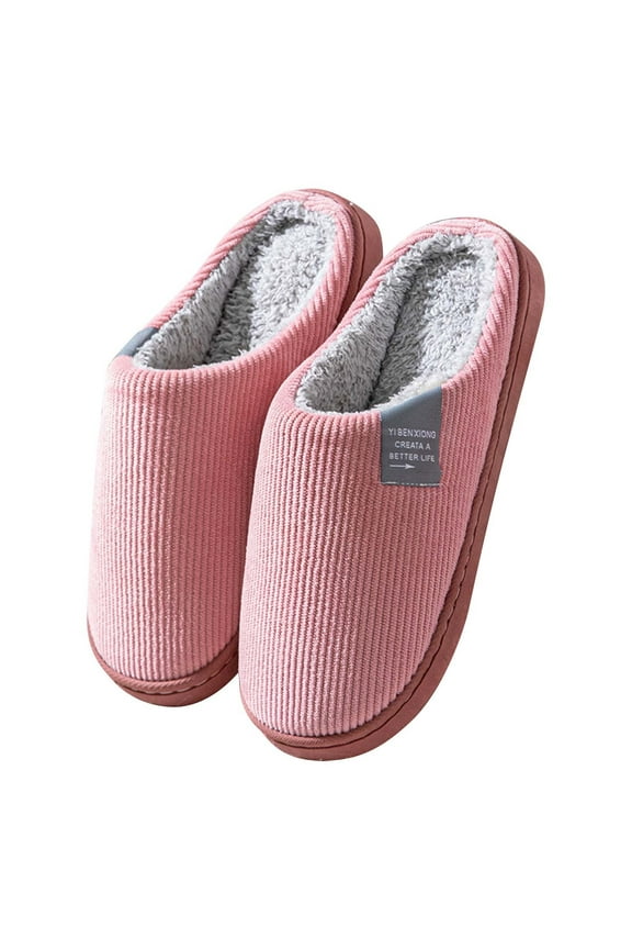 Cute Slippers for Women Mens Winter Warm Memory Foam Cotton Home Slippers Soft Plush Slip on House Slippers for Girls Indoor Outdoor Shoes (Pink,7.5)