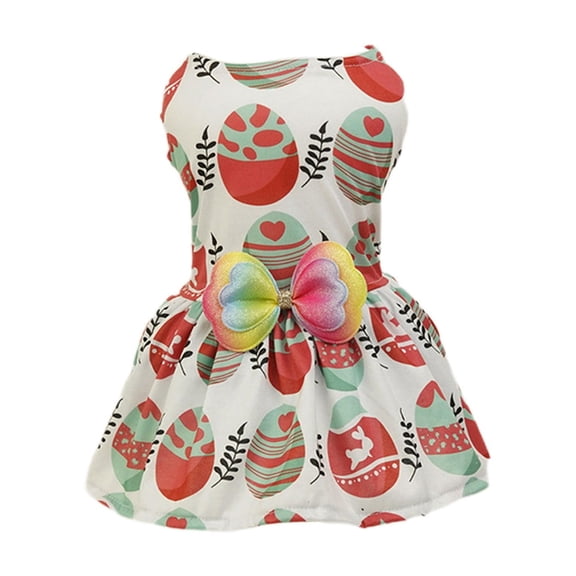 dajkiuy Dog Dresses for Small Dogs Cute Girl Female Dog Dress Mommy Puppy Shirt Skirt Doggie Dresses Pet Summer Clothes Apparel for Dogs and Cats (Easter Egg,Size L)