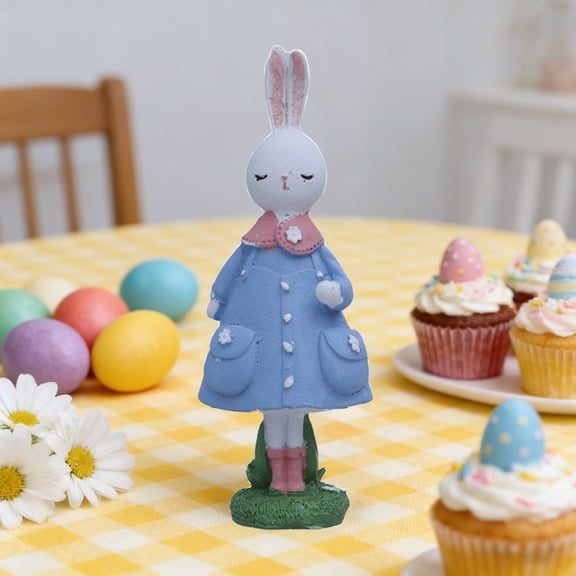 dajkiuy Easter Bunny Decorations, Resin Rabbits Statues for Easter Table Centerpiece Tabletop Ornaments Spring Garden Lawn Gifts