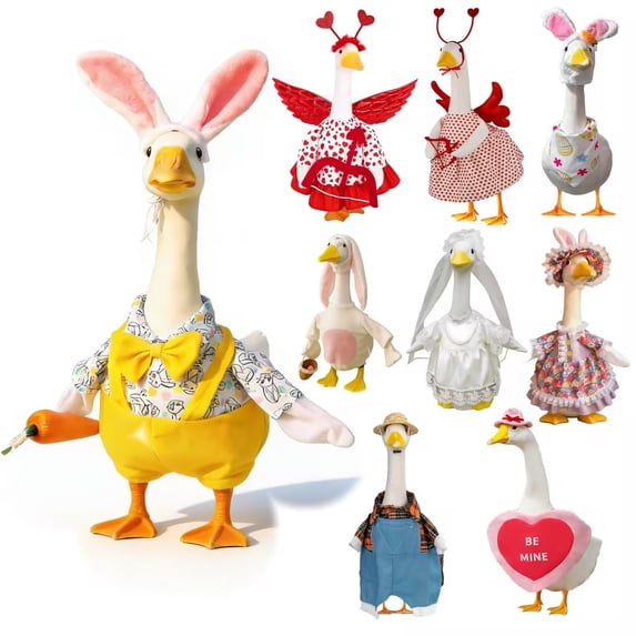 dajkiuy Easter Bunny Porch Goose Outfit for Cement Goose 23" Lawn Goose Statue Clothes Easter Decorations for Porch Lawn Yard Garden Outdoor Decor