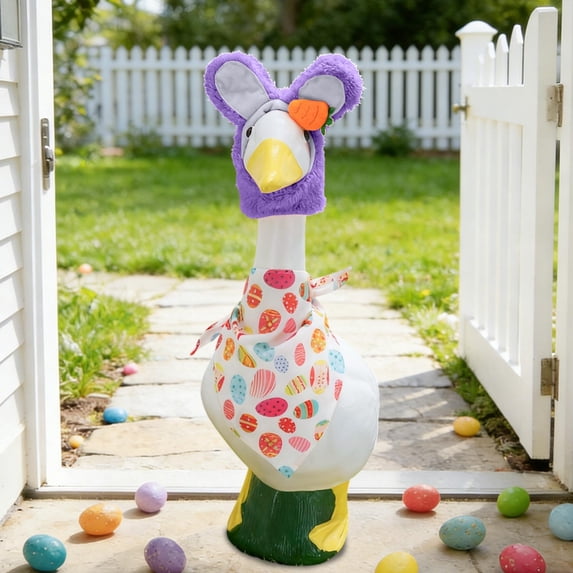 dajkiuy Easter Bunny Porch Goose Outfits, Lawn Goose Clothing for 23" Goose Statue for Spring Easter Outdoor Garden Yard Patio Art Decor