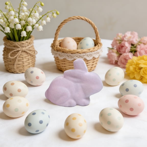 dajkiuy Easter Flocked Bunny Ornaments, Spring Party Table Decorations, DIY Craft Accessories, Flocked Rabbit Figurines, Easter Centerpiece Decor