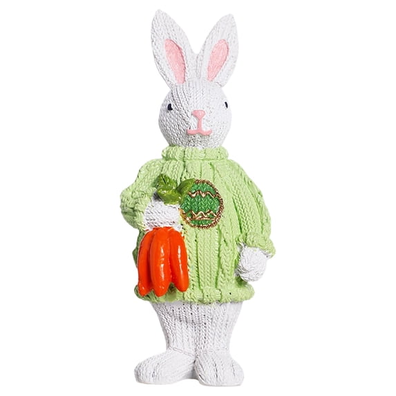 dajkiuy Easter Rabbit Resin Statues, Easter Spring Bunny Figurines with Carrot Flower for Easter Table Centerpiece Spring Garden Lawn Gifts