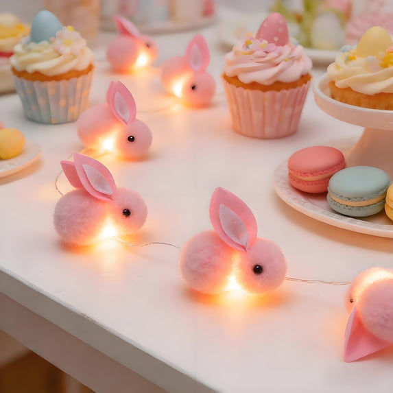 dajkiuy Easter Rabbit String Lights, 10 Ft LED Bunnies Fairy Lights USB Operated, Cute Easter Decorations for Home Indoor Outdoor Spring Party