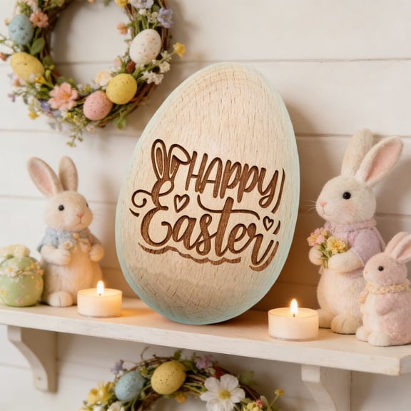dajkiuy Easter Wooden Egg Ornament, Indoor Outdoor Decor, Spring Courtyard Decoration, Office Table Decor