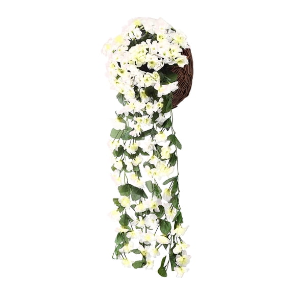 dajkiuy Fake Hanging Flowers - 2.79 Feet/Piece Artificial Wisteria Vine Ratta Hanging Garland Silk Flowers for Home Party Wedding Decor (White)