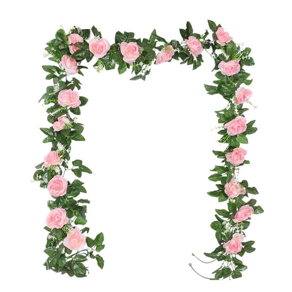 dajkiuy Fake Rose Vines Flowers Plants, 7.22 Feet Artificial Rose Flower Vine Hanging Flower Garland for Room Home Hotel Office Wedding Party Garden Craft Art Decor Pink