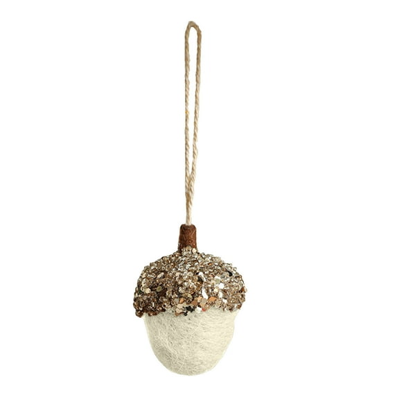 dajkiuy Felt Acorn Ornaments Felt Acorn Ball Garland Fall Thanksgiving Hanging Acorn Decor for Tree with Rope Christmas Farmhouse Mantel Wall Decor(White)