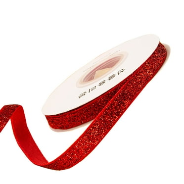 dajkiuy Glitter Metallic Red Ribbon 0.78 Inch 7 Yards, Sparkly Fabric Ribbon Perfect for Crafts, Sewing, Gift Package Wrapping for Christmas, Easter, Valentines Day, Birthday