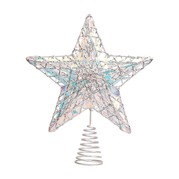 dajkiuy Glittered Christmas Tree Topper 10 Inch Metal Star Treetop Xmas Hollow-Out Star Topper for Christmas Tree Decoration (Silver)