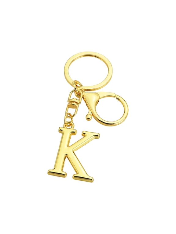Gold Initial Letter Keychain for Women Bag Charms for Handbags Metal Alphabet Keychain, K