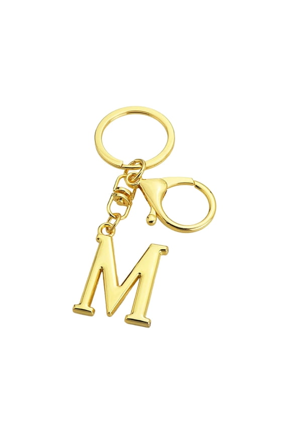Gold Initial Letter Keychain for Women Bag Charms for Handbags Metal Alphabet Keychain, M