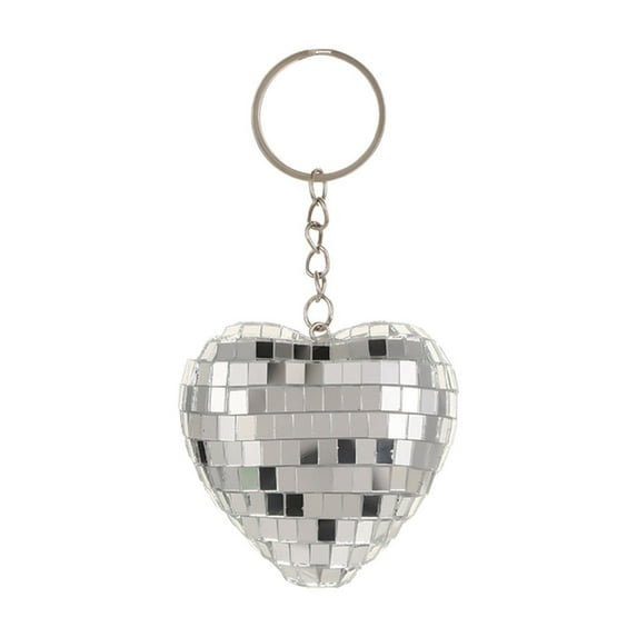 dajkiuy Heart Shaped Disco Ball Keychain, Mirror Disco Ball Keyring Party Favors for Party Supplies Decorations