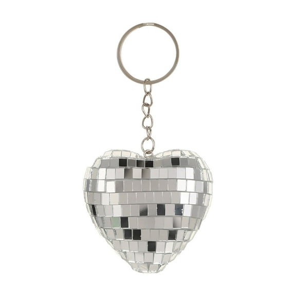 dajkiuy Heart Shaped Disco Ball Keychain, Mirror Disco Ball Keyring Party Favors for Party Supplies Decorations
