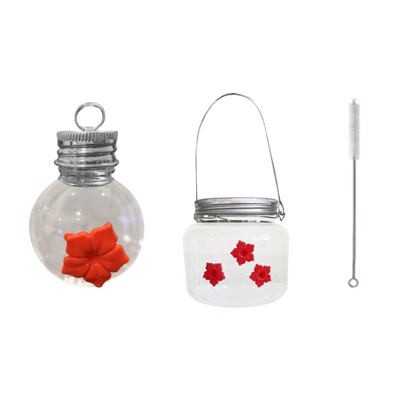 dajkiuy Hummingbird Feeder Sets for Outdoors,Hummingbird Feeders Ant Bee Proof,Hanging Leak-Proof Hummingbird Feeder,1Pcs 3 flower Bird Feeder, 1 Light Bulb Bird Feeder