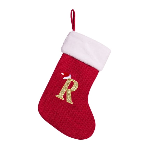 dajkiuy Initial Christmas Stocking, Christmas Stockings Plush Cuff Hanging Xmas Stockings for Christmas Fireplace Decorations Socks, R