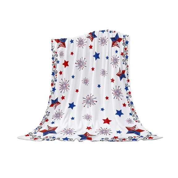 dajkiuy July 4th Party Throw Blanket Blue Blanket Flannel Bed Blanket American USA Flag Day Theme Lightweight Throw Blanket for Couch Sofa-Independence Day Collection 28x39 inch
