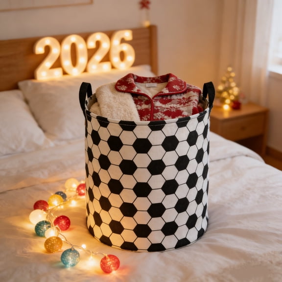 dajkiuy Laundry Hamper, Soccer Pattern Storage Basket for Bathroom Bedroom Laundryroom