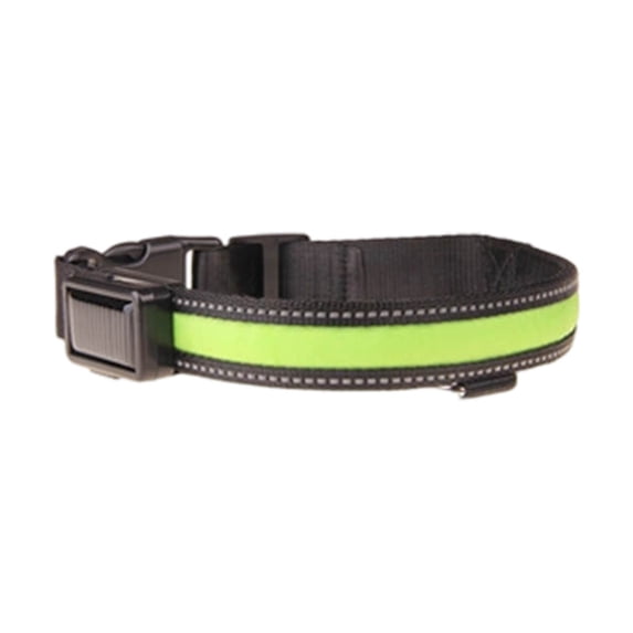 dajkiuy Light Up Dog Collar,Lighted Reflective Dog Collars for Night,USB Rechargeable and Solar Charging,Glow Collar for Dogs, Waterproof Adjustable Flashing Dog Collar for Night Safety(Green,L)