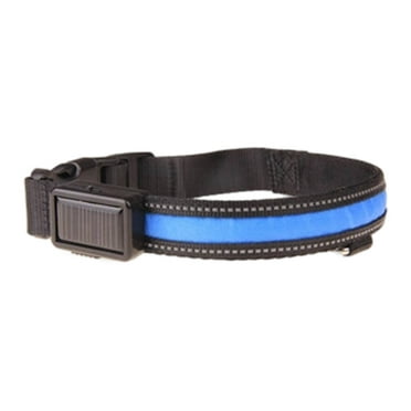 dajkiuy Light Up Dog Collar,Lighted Reflective Dog Collars for Night,USB Rechargeable and Solar Charging,Glow Collar for Dogs, Waterproof Adjustable Flashing Dog Collar for Night Safety(Blue,L)