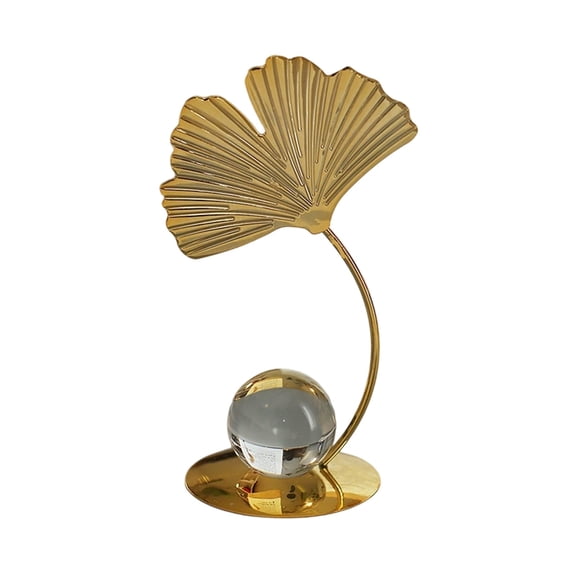 dajkiuy Metal Leaf Crystal Ball Decor, Decorative Metal Leaf Crystal Ball Ornament Desk Decoration for Living Room Office