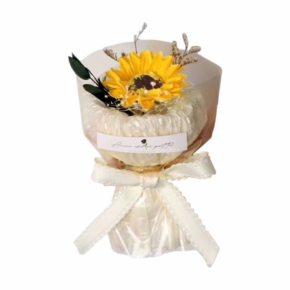 dajkiuy Mini Artificial Sunflower Flower Bouquet - 4.7 inch Artificial Sunflower Flower Heads - Wedding Party Home Decoration DIY Craft Bridal Bouquets Hats Accessories (1 Pcs)