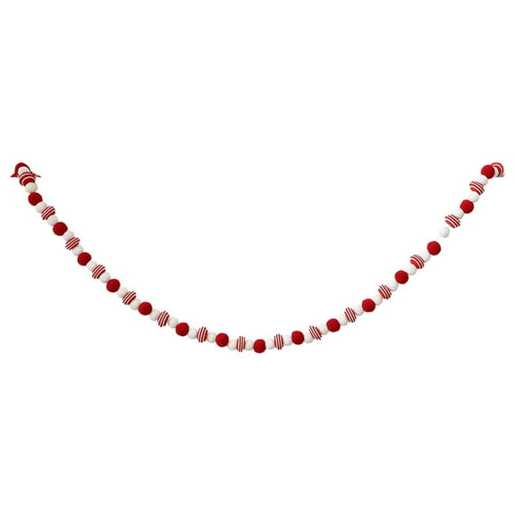 dajkiuy Red and White Felt Ball Ornament Garland Christmas Decorations, 6 Ft Wool Felt Pompom Ornament String Banner for Xmas Tree Wall Hanging Party Decor