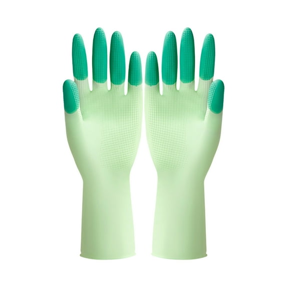 dajkiuy Rubber Kitchen Dishwashing Gloves - 1 Pairs Colorful Reusable Household Cleaning Gloves for Washing Dishes and Cleaning Tasks, Flexible Long-lasting and Non-Slip (Green)