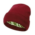 thumbnail image 1 of dajkiuy Satin Lined Winter Beanie Hats for Women Men, Soft Warm Cuffed Hat, 1 of 5