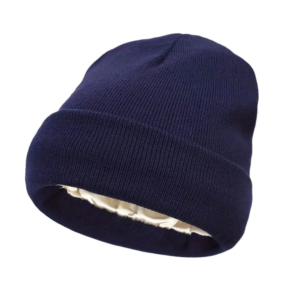 dajkiuy Satin Lined Winter Beanie Hats for Women Men, Soft Warm Cuffed Hat