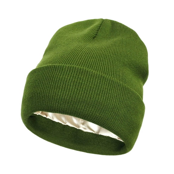 dajkiuy Satin Lined Winter Beanie Hats for Women Men, Soft Warm Cuffed Hat