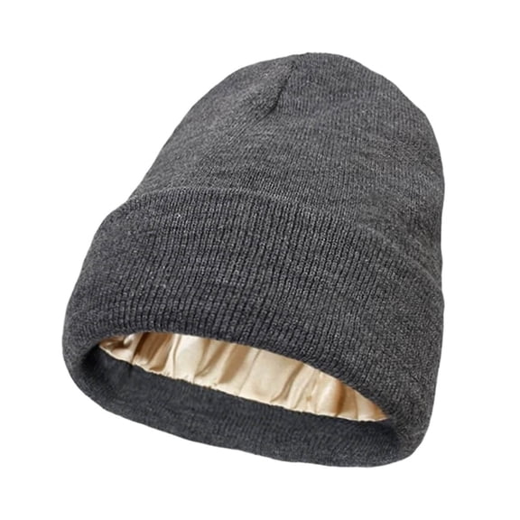 dajkiuy Satin Lined Winter Beanie Hats for Women Men, Soft Warm Cuffed Hat
