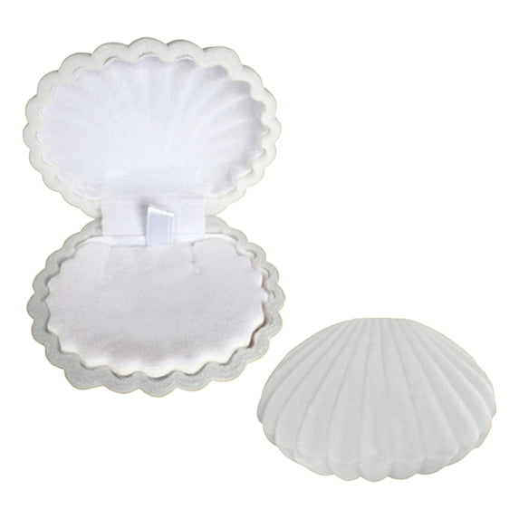 dajkiuy Sea Shell Shape Jewelry Box for Earring Ring Necklace, Velvet Shell Jewelry Display Organizer for Women