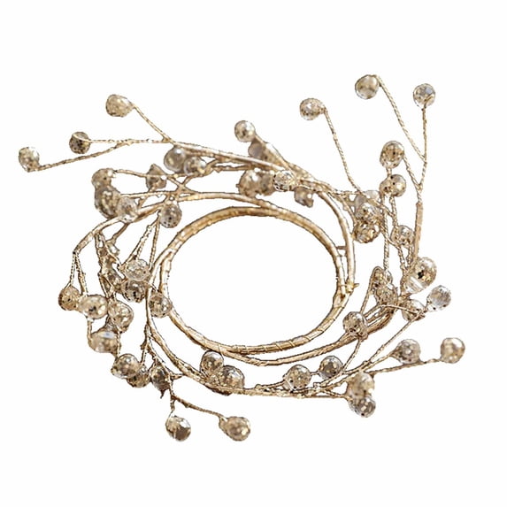 dajkiuy Silver Mini Wreath, Circle Candle Ring, Accent for Statues, Lanterns, Nativity, Candleholders,Centerpieces, Wall, Cabinets, Farmhouse Decor Country, Primitive Glitter Wreaths(2.36 inch)