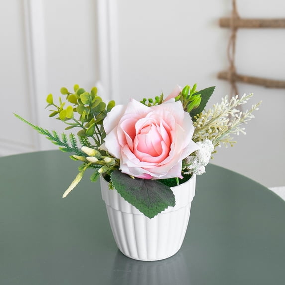 dajkiuy Small Fake Plants Artificial Potted Flowers Spring Decorations for Home Room Farmhouse Desk House Bathroom Decor